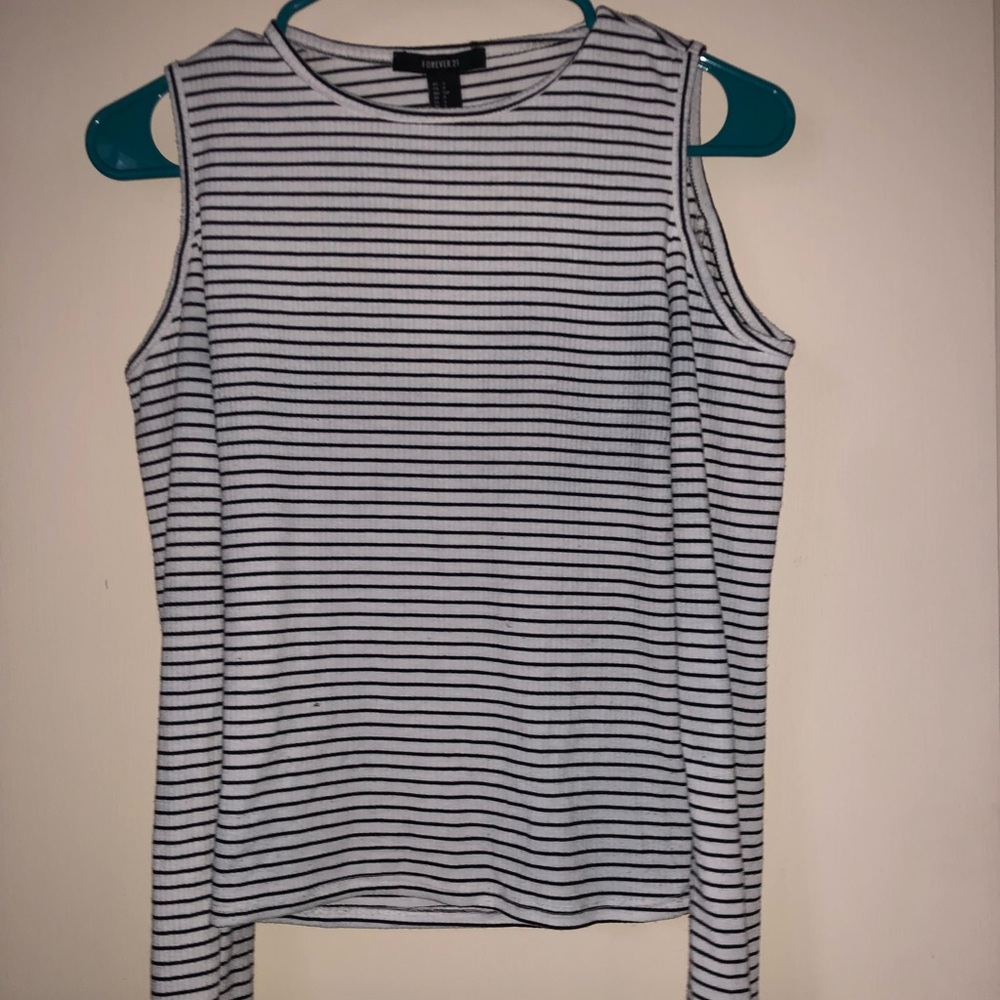 Off the shoulder striped shirt